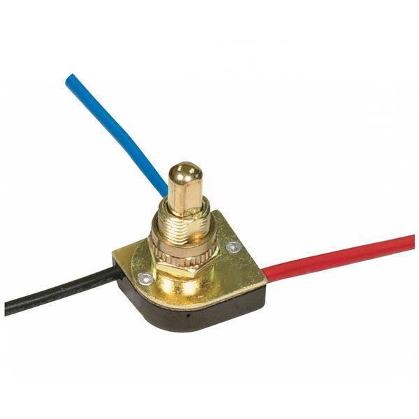 3-Way Metal Push Switch, 3/8 Metal Bushing, 2 Circuit, 4 Position (L-1, L-2, L1-2, Off), 6A-125V, 3A-250V Rating, Brass Finish Push Switch by Satco