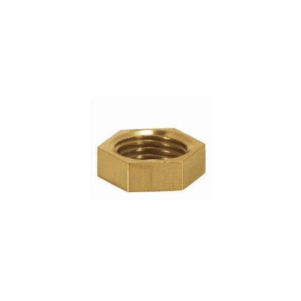 Brass Hexagon Locknut, 1/4 IP, 11/16
