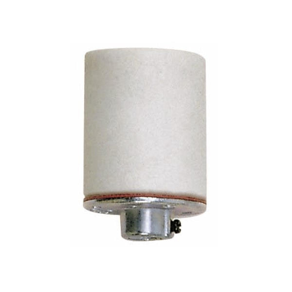 Keyless 3 Terminal Grounded Porcelain Socket With Metal Cap, 1/8 IPS Metal Cap, Glazed, 660W, 250V Socket by Satco
