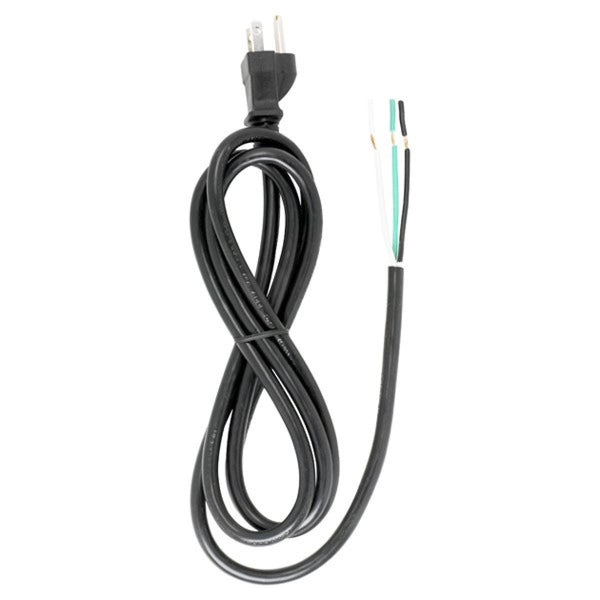 6 Foot 18/3 SJT 105C Heavy Duty Cord Set, Black Finish, 100 Carton, 3 Prong Molded Plug, Stripped And Slit Cord Set by Satco