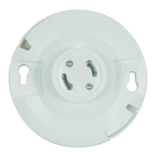 4 Terminal Keyless White Phenolic GU24 Ceiling Receptacle, Screw Terminals, 4-1/2