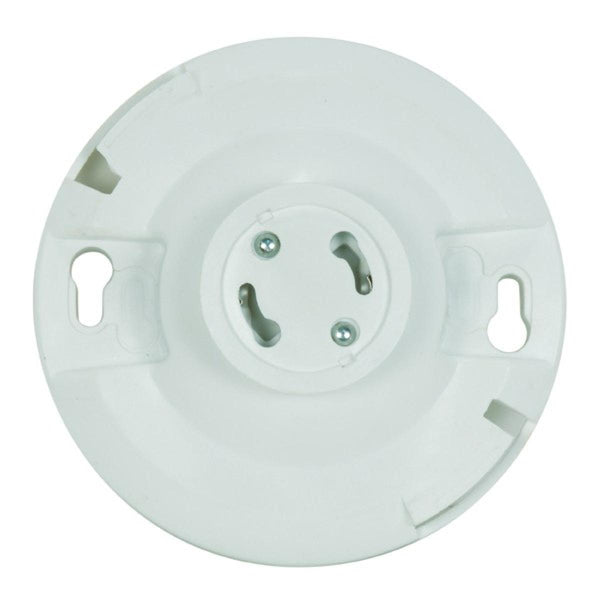 4 Terminal Keyless White Phenolic GU24 Ceiling Receptacle, Screw Terminals, 4-1/2