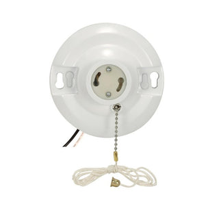 White Phenolic GU24 On-Off Pull Chain Ceiling Receptacle, 6