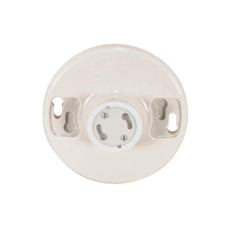 4 Terminal Keyless White Phenolic GU24 Ceiling Receptacle, Screw Terminals, 4-3/8"  Diameter, 300W, 300V Keyless Phenolic Gu24 Ceiling Receptacle by Satco