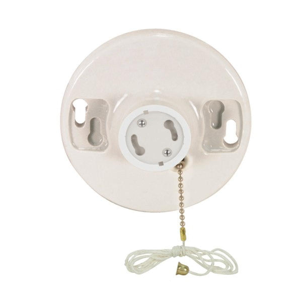 Satco - 90-2581 - Phenolic Gu24 On-Off Pull Chain Ceiling Receptacle - White from Lighting & Bulbs Unlimited.