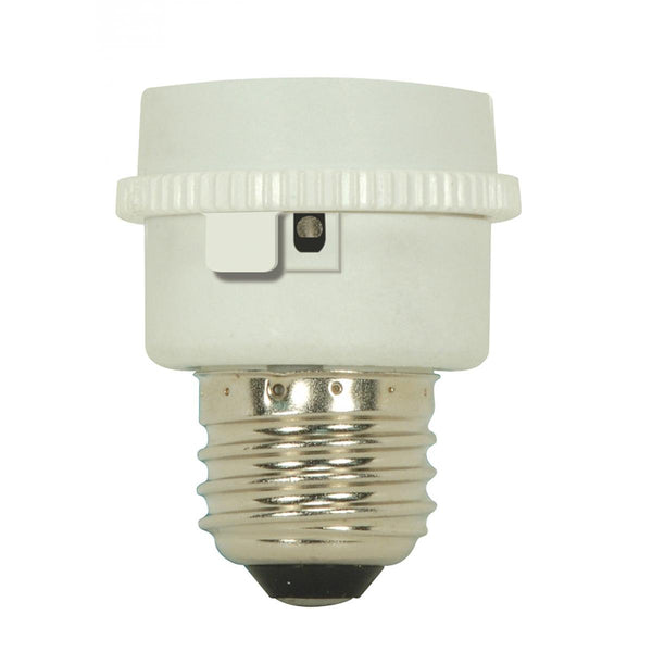 Medium To GU24 Adapter, White Finish, E26-GU24 With Photocell, 1-1/8