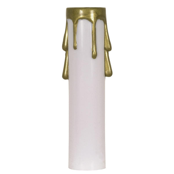 Plastic Drip Candle Cover, White Plastic With Gold Drip, 13/16