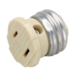 Polarized Socket Plug Adapter, Medium Base, 660W, 125V, Ivory Finish Socket Plug Adapter by Satco