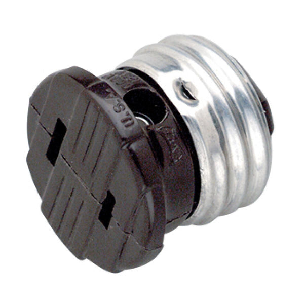 Polarized Socket Plug Adapter, Medium Base, 660W, 125V, Brown Finish Socket Plug Adapter by Satco