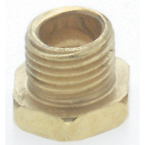 Steel Hexagon Head Nipple, Brass Plated, 1/8 IP, 1/4