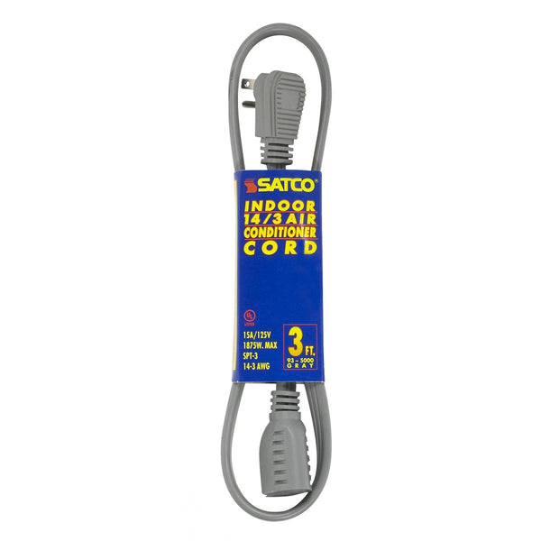 Satco - 93-5000 - 3 Foot Gray Heavy Duty Air Conditioner/Appliance Cord - Gray from Lighting & Bulbs Unlimited in Charlotte, NC