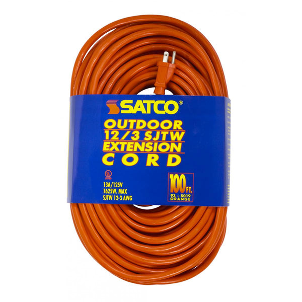 Satco - 93-5019 - 100`Heavy Duty Outdoor Extension Cord - Orange from Lighting & Bulbs Unlimited in Charlotte, NC