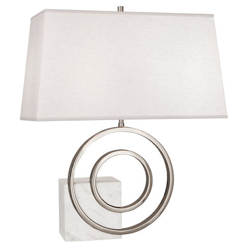 Robert Abbey - R910 - Two Light Table Lamp - Jonathan Adler Saturn - Polished Nickel w/ White Marble from Lighting & Bulbs Unlimited in Charlotte, NC