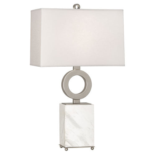 Robert Abbey - S405 - One Light Table Lamp - Oculus - Antique Silver w/ White Marble Base from Lighting & Bulbs Unlimited in Charlotte, NC
