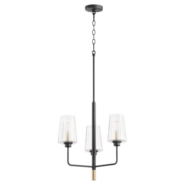 Quorum - 625-3-6980 - Three Light Chandelier - Dalia - Textured Black w/ Aged Brass from Lighting & Bulbs Unlimited in Charlotte, NC