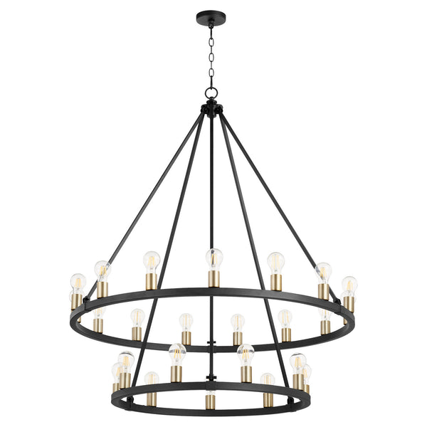 Quorum - 64-24-6980 - 24 Light Chandelier - Paxton - Textured Black w/ Aged Brass from Lighting & Bulbs Unlimited in Charlotte, NC