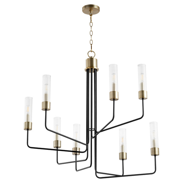 Quorum - 695-8-6980 - Eight Light Chandelier - Helix - Textured Black w/ Aged Brass from Lighting & Bulbs Unlimited in Charlotte, NC