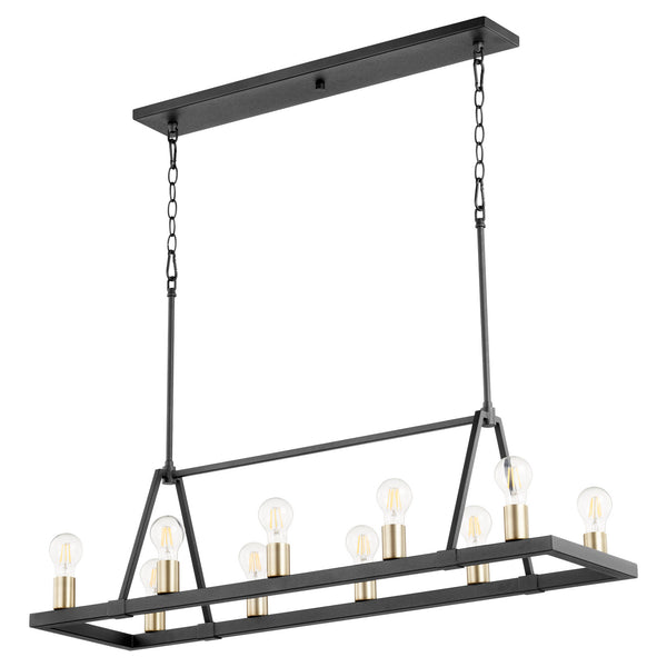 Quorum - 84-10-6980 - Ten Light Chandelier - Paxton - Textured Black w/ Aged Brass from Lighting & Bulbs Unlimited in Charlotte, NC