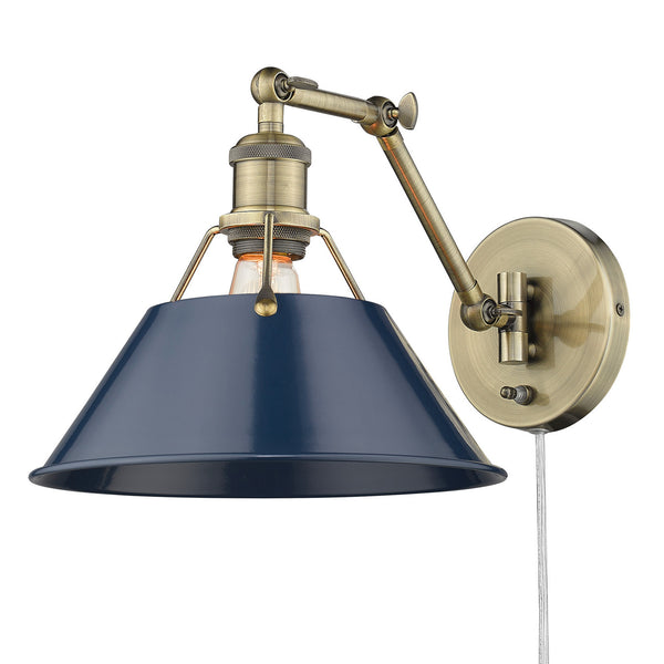 Golden - 3306-A1W AB-NVY - One Light Wall Sconce - Orwell AB - Aged Brass from Lighting & Bulbs Unlimited in Charlotte, NC