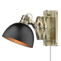 Golden - 3824-A1W AB-BLK - One Light Wall Sconce - Hawthorn AB - Aged Brass from Lighting & Bulbs Unlimited in Charlotte, NC