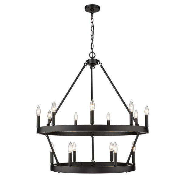 15 Light Chandelier from the Alastair Collection in Matte Black Finish by Golden
