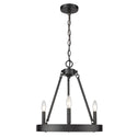 Three Light Chandelier from the Alastair Collection in Matte Black Finish by Golden