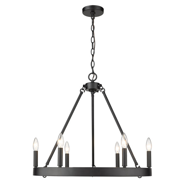 Six Light Chandelier from the Alastair Collection in Matte Black Finish by Golden