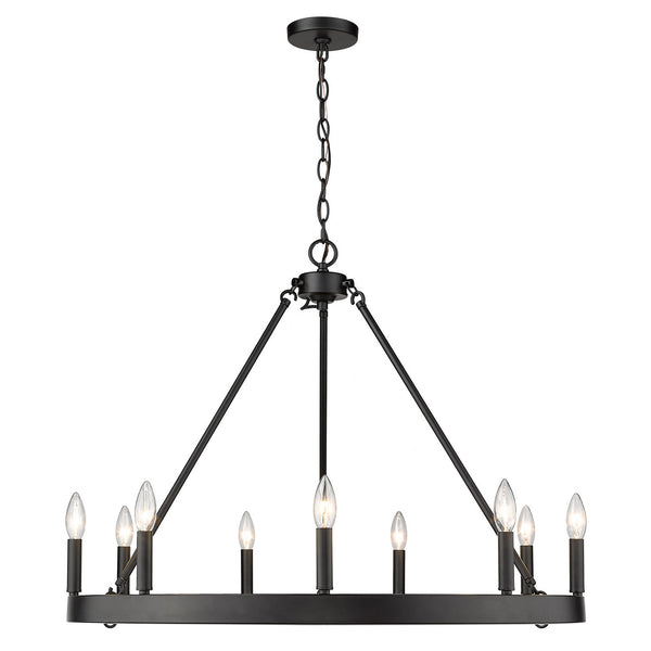 Nine Light Chandelier from the Alastair Collection in Matte Black Finish by Golden