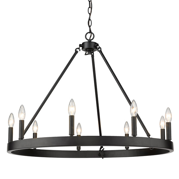 Golden - 1017-9 BLK - Nine Light Chandelier - Alastair - Matte Black from Lighting & Bulbs Unlimited in Charlotte, NC