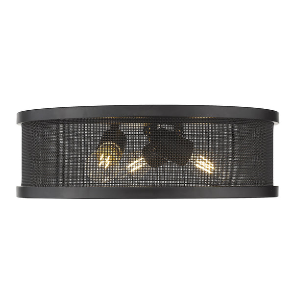 Three Light Flush Mount from the Channing BLK Collection in Matte Black Finish by Golden
