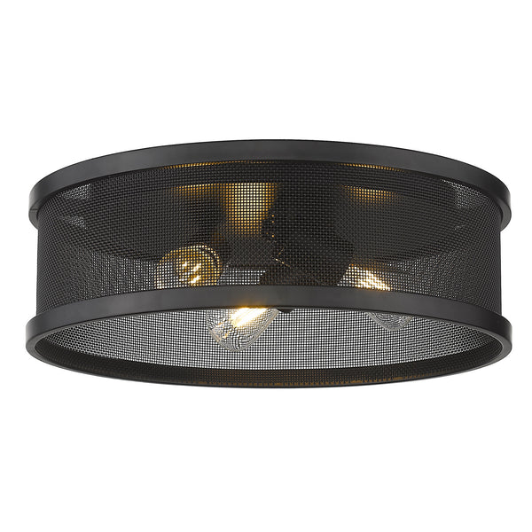 Golden - 3168-FM15 BLK-BLK - Three Light Flush Mount - Channing BLK - Matte Black from Lighting & Bulbs Unlimited in Charlotte, NC