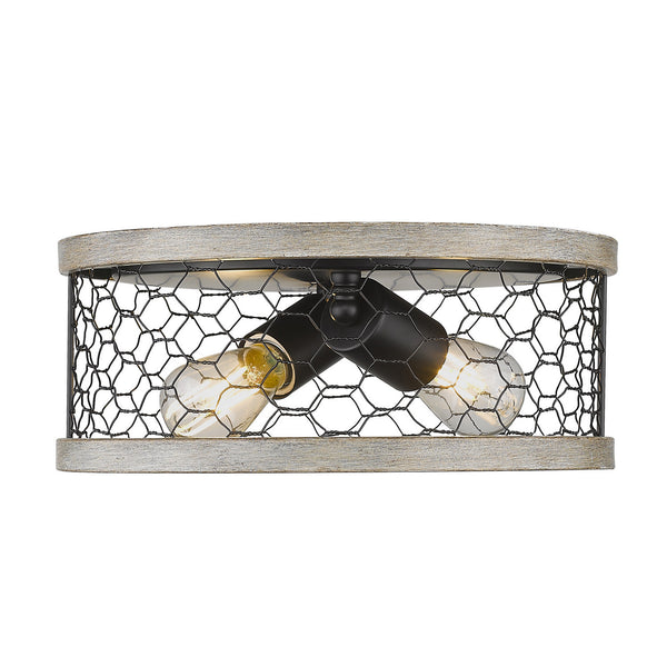 Two Light Flush Mount from the Bailey Collection in Matte Black Finish by Golden