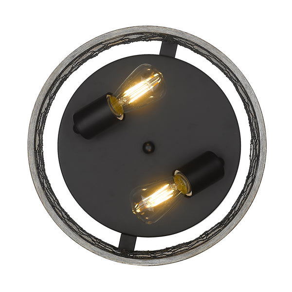Two Light Flush Mount from the Bailey Collection in Matte Black Finish by Golden