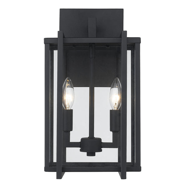 Two Light Outdoor Wall Sconce from the Tribeca NB Collection in Natural Black Finish by Golden