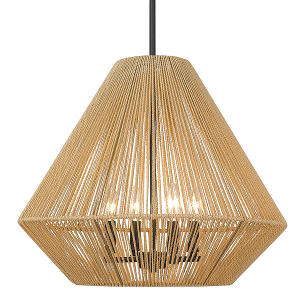 Four Light Pendant from the Valentina Collection in Matte Black Finish by Golden