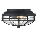 Two Light Outdoor Flush Mount from the Seaport NB Collection in Natural Black Finish by Golden