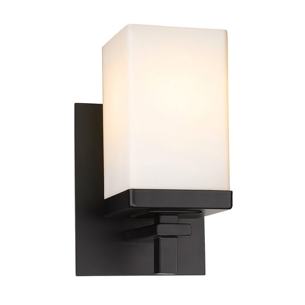 One Light Wall Sconce from the Maddox BLK Collection in Matte Black Finish by Golden