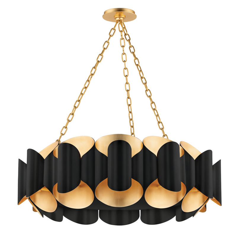 Hudson Valley - 8534-GL/BK - 12 Light Chandelier - Banks - Gold Leaf/Black from Lighting & Bulbs Unlimited in Charlotte, NC