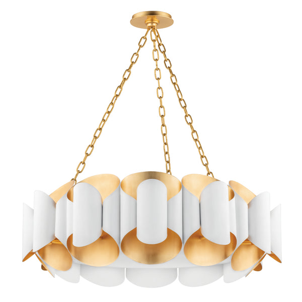 Hudson Valley - 8534-GL/WH - 12 Light Chandelier - Banks - Gold Leaf/White from Lighting & Bulbs Unlimited in Charlotte, NC