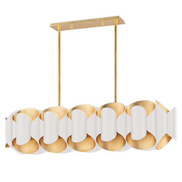 Hudson Valley - 8546-GL/WH - 12 Light Island Pendant - Banks - Gold Leaf/White from Lighting & Bulbs Unlimited in Charlotte, NC