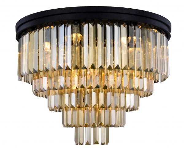 Elegant Lighting - 1231F32MB-GT/RC - 17 Light Flush Mount - Sydney - Matte Black from Lighting & Bulbs Unlimited in Charlotte, NC