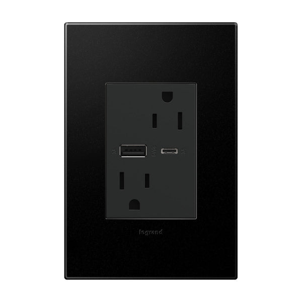 Legrand - ARTRUSB156ACG4 - Dual-Usb, Tamper-Resistant, Hybrid, Outlet - Adorne - Graphite from Lighting & Bulbs Unlimited in Charlotte, NC
