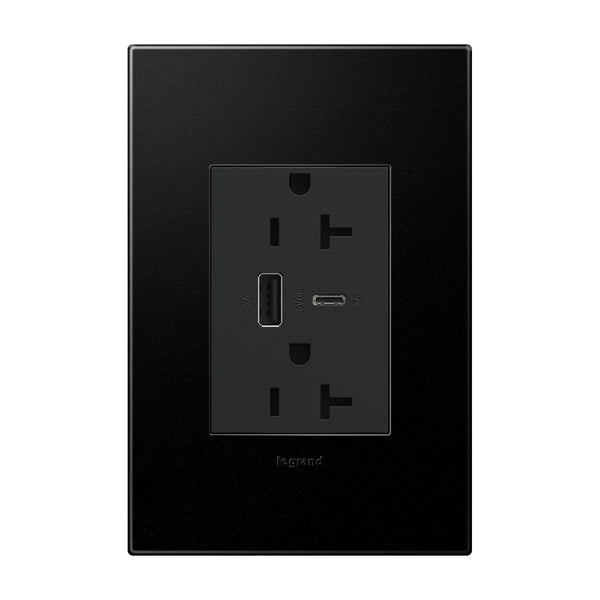 Legrand - ARTRUSB206ACG4 - Dual-Usb, Tamper-Resistant, Hybrid, Outlet - Adorne - Graphite from Lighting & Bulbs Unlimited in Charlotte, NC