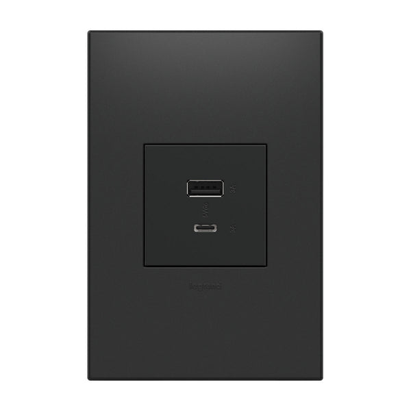 Legrand - ARUSB2AC6G4 - Usb, Hybrid, Outlet, A/C Usb Outlet - Adorne - Graphite from Lighting & Bulbs Unlimited in Charlotte, NC