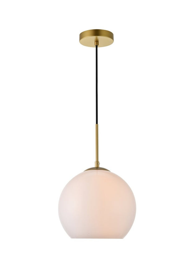 Elegant Lighting - LD2213BR - One Light Pendant - BAXTER - Brass And Frosted White from Lighting & Bulbs Unlimited in Charlotte, NC