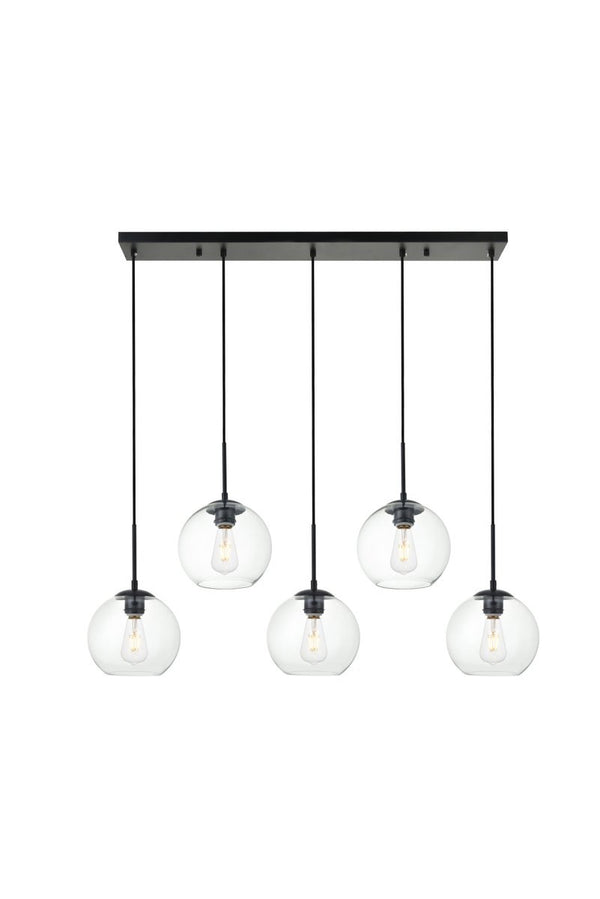 Elegant Lighting - LD2228BK - Five Light Pendant - BAXTER - Black And Clear from Lighting & Bulbs Unlimited in Charlotte, NC