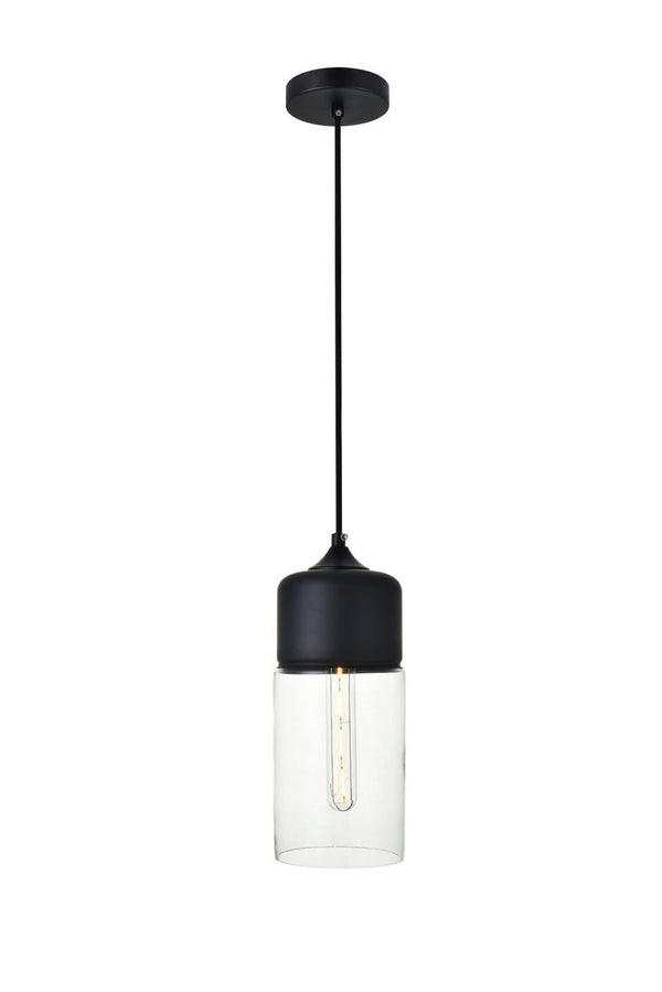 Elegant Lighting - LD2240BK - One Light Pendant - ASHWELL - Black And Clear from Lighting & Bulbs Unlimited in Charlotte, NC