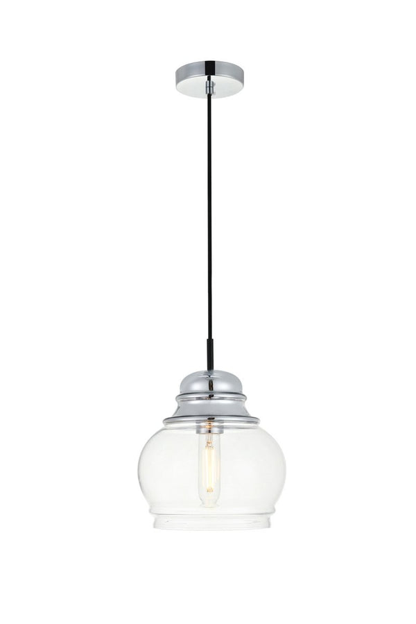 Elegant Lighting - LD2253BK - One Light Pendant - KENNA - Black And Clear from Lighting & Bulbs Unlimited in Charlotte, NC