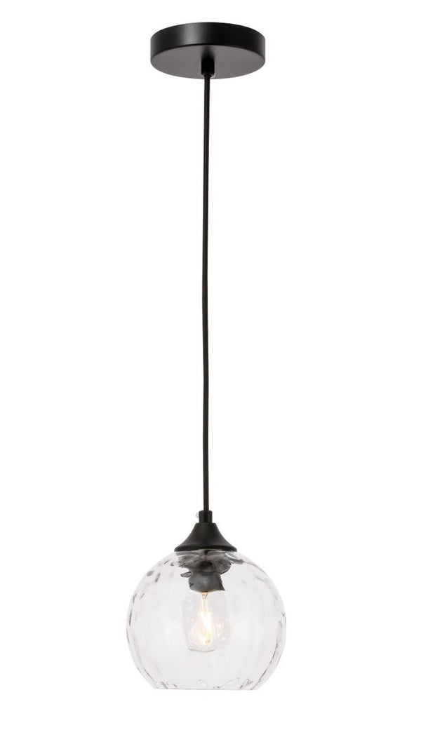 Elegant Lighting - LD2280 - One Light Pendant - Cashel - Black And Clear Glass from Lighting & Bulbs Unlimited in Charlotte, NC