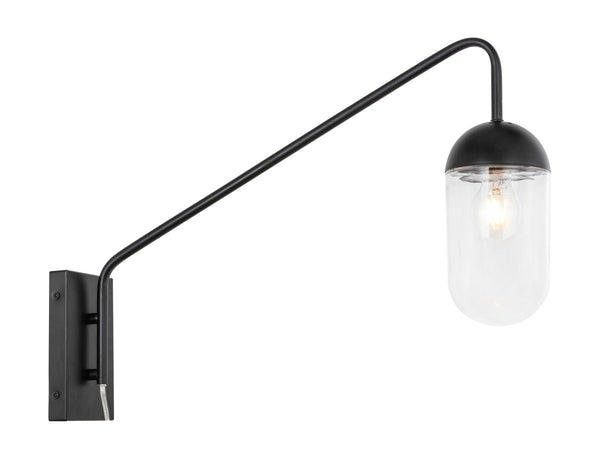 Elegant Lighting - LD6174BK - One Light Wall Sconce - Kace - Black And Clear Glass from Lighting & Bulbs Unlimited in Charlotte, NC
